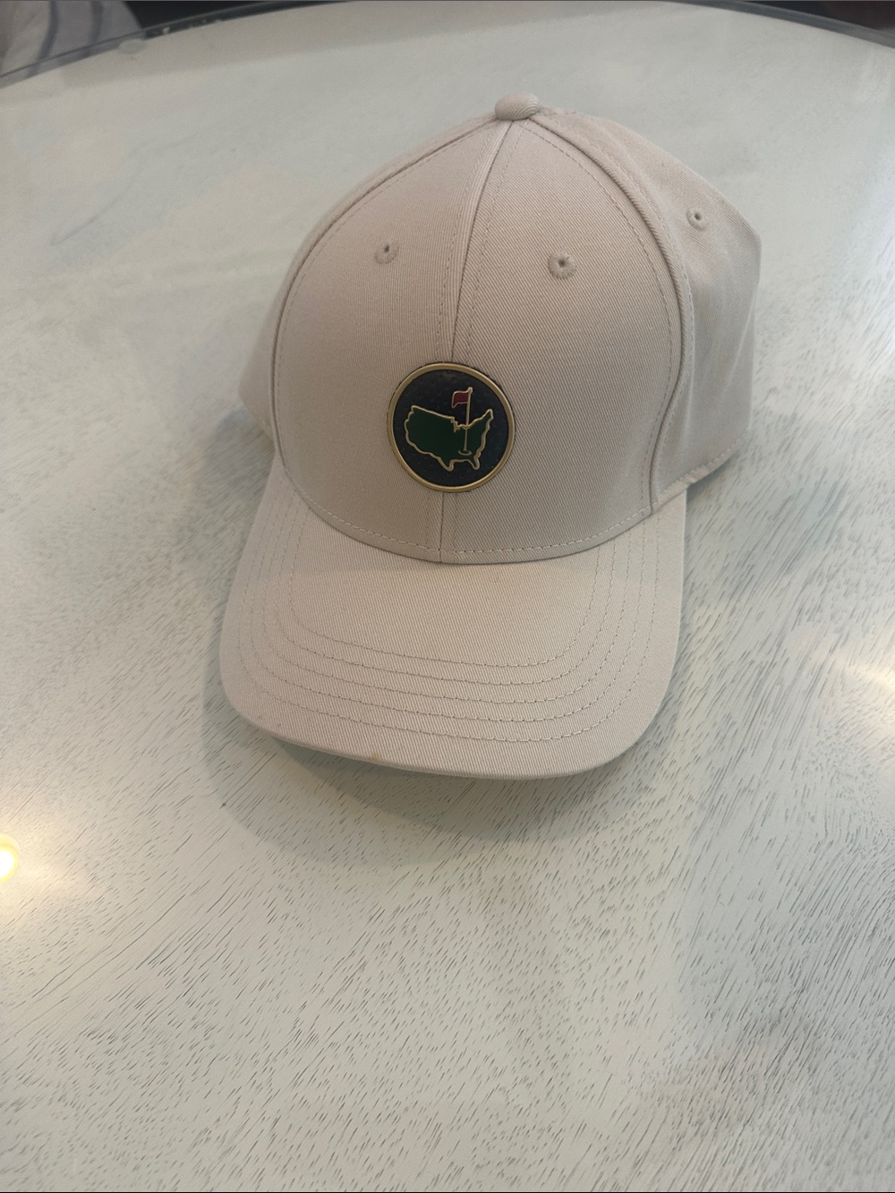 Masters Light Tan Baseball Cap with Green Map Patch